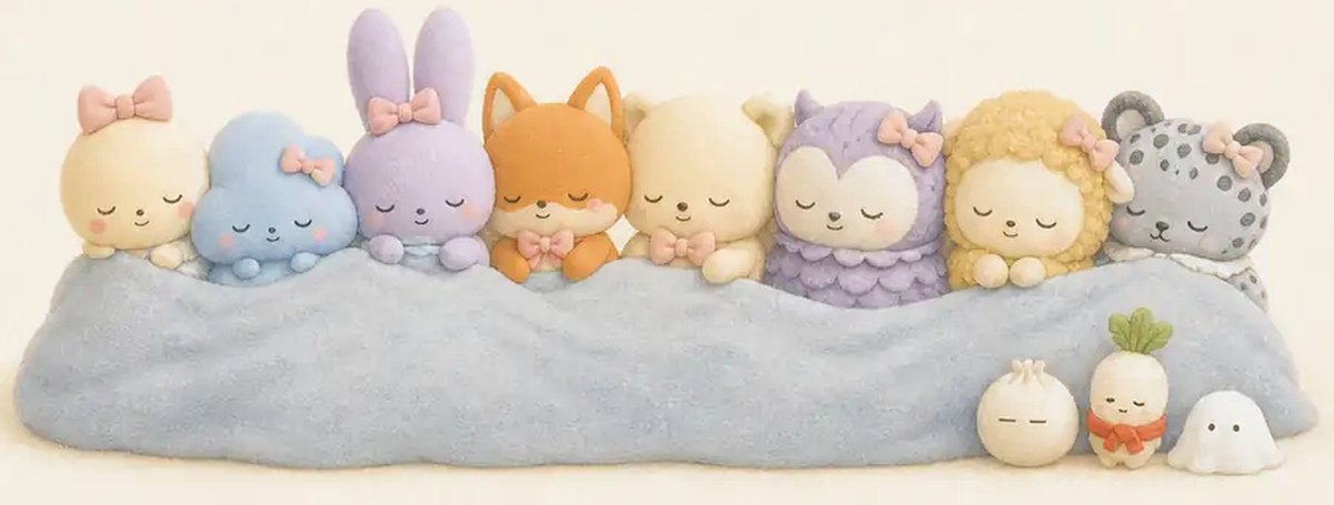 Everyone in SnowGlobe asleep in a row under one blanket